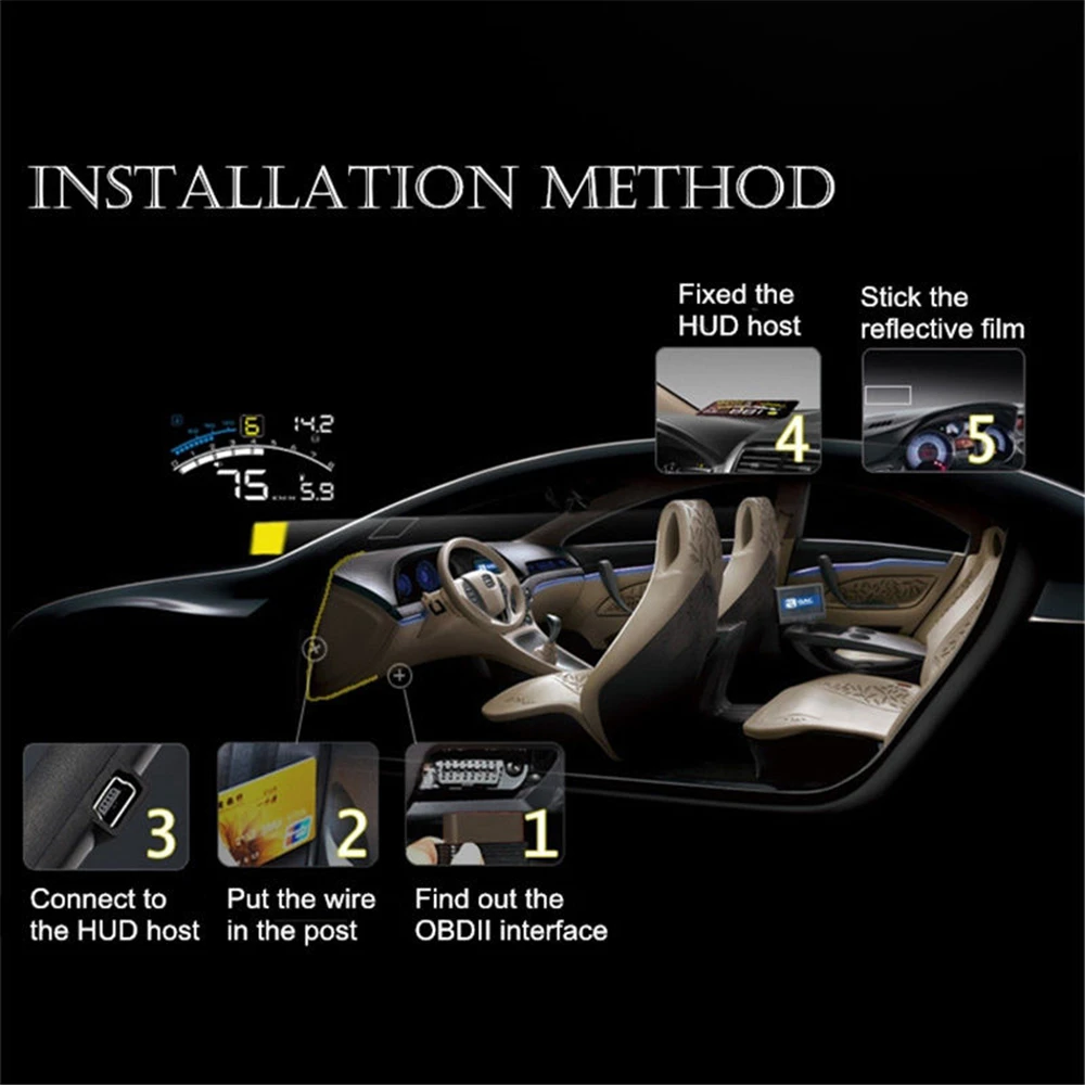 XUNMA автомобильный HUD Дисплей OBD2 II EUOBD система Предупреждение о превышении скорости проектор лобовое стекло авто электронная сигнализация напряжения