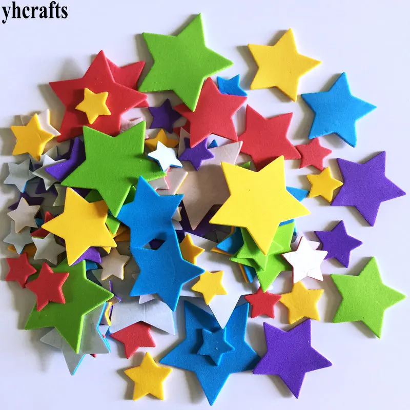 1 пакет(15-250 шт)/партия, поролоновые наклейки смешанной формы, необычная геометрическая фигура, пенопластовая головоломка, игрушка для раннего развития, детский сад, ремесла - Цвет: 100PCS new star