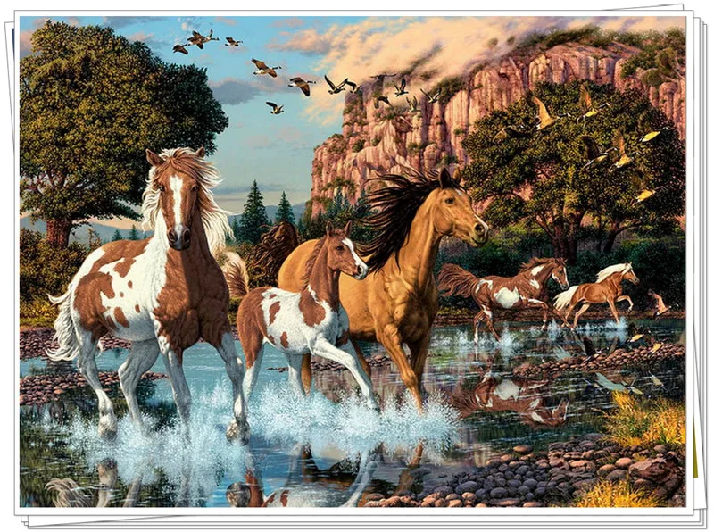 

DIY Diamond Painting Horse Needlework 5D Scenic Diamond Mosaic Full Square Diamond Embroidery Patterns Rhinestone Gift Decor