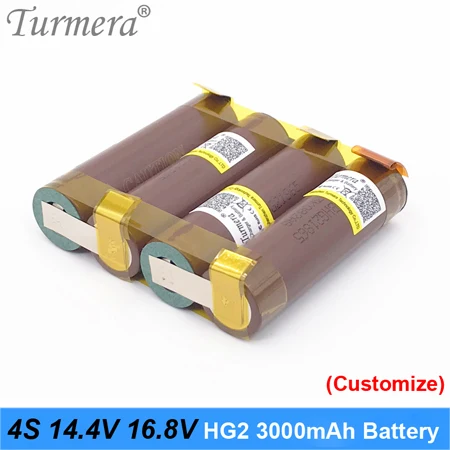 Аккумулятор Turmera 18650 hg2 3000mAh vtc6 ncr18650b 3400mah аккумулятор для 3s 12,6 v 4S 16,8 v отвертка аккумуляторная батарея Настройка n9 - Цвет: 4S 14.4V 16.8V HG2
