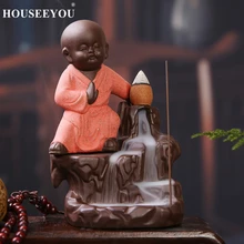 HOUSEEYOU горелка для благовоний с обратным потоком маленькие монашеские благовония держатель курильница домашний декор ароматерапия Будда курильница+ 20 шт. благовония конусы