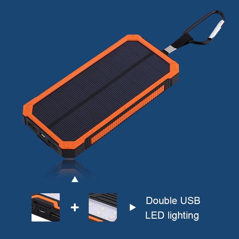imágenes para Banco de la energía 8000 MAH powerbank Banco de la Energía Externa Con LED Luz Impermeable de la Energía Solar para el iphone 6 para Samsung Tablet teléfonos imágenes para Banco de la energía 8000 MAH powerbank Banco de la Energía Externa Con LED Luz Impermeable de la Energía Solar para el iphone 6 para Samsung Tablet teléfonos