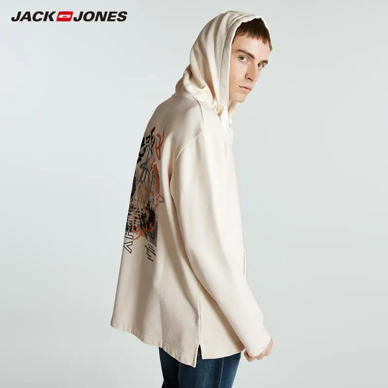 JackJones Осенняя мужская классная толстовка с капюшоном и надписью, мужская одежда 218333533