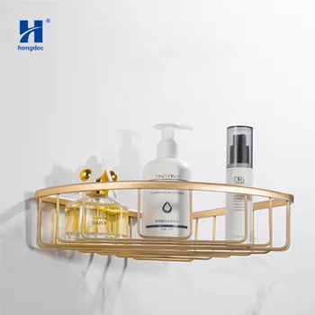 

Hongdec Corner Shelves Brushed gold Wall Mount Shower Racks Shelves Wall Triangular Bracket