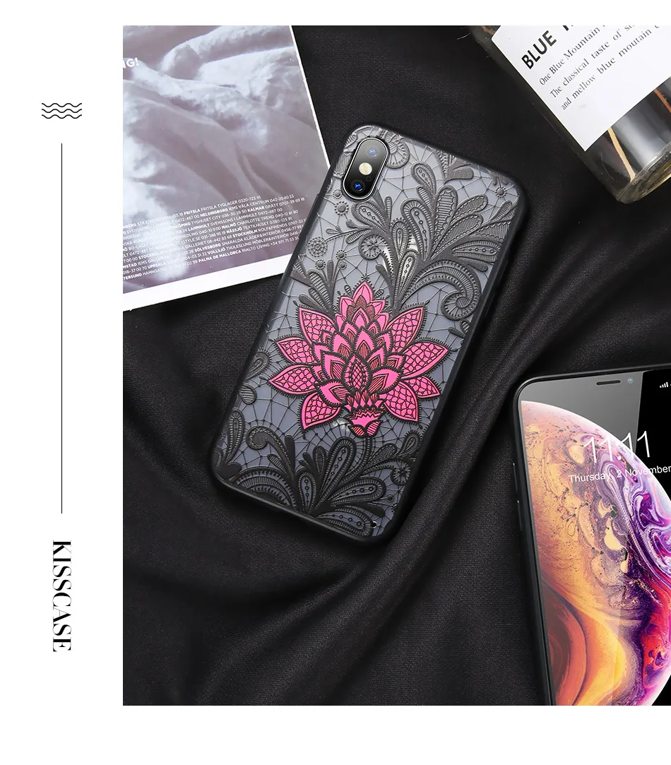 KISSCASE black rose чехол для iPhone 7/8/X/XR/6/6 S Plus чехол для iPhone 7 Plus/8 плюс/XS MAX/5 5S SE чехол/футляр/Coque/Fundas чехол на айфон 7 чехол на айфон 6 s