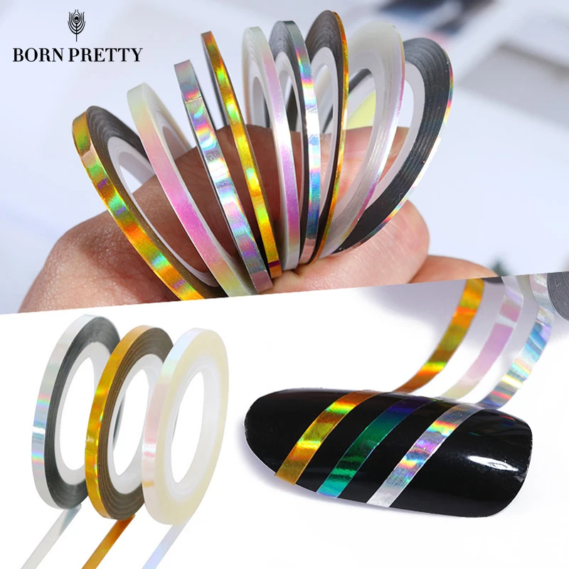 

3 Rolls Holographic Nail Line Decal Set Striping Tapes 1mm 2mm 3mm Adhesive Laser Manicure Nail Decoration Sticker