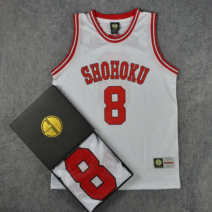 Аниме Shohoku Cospaly Костюм Tetsushi Shiozaki NO.8 баскетбольная команда Джерси черный красный