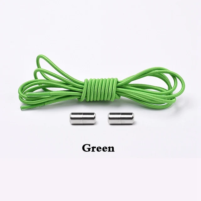 1Pair Elastic Shoelaces Round No Tie Shoe laces Sneakers Shoelace Kids Adult Rubber elastic Laces Lock One Size Fits All Shoes green