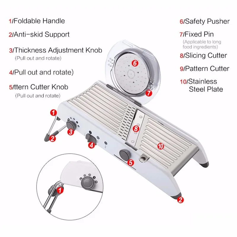 Регулируемая мандолина слайсер профессиональная Терка с 304 лезвиями из нержавеющей стали овощерезка кухонные аксессуары
