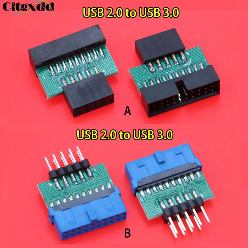 

1PCS Chassis Front USB3.0 to USB2.0 Adapter Cable Panel 19Pin 20 Pin to Motherboard 9 pin Adapter Male to Female Converter