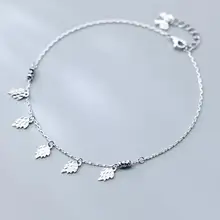 Милые летние реальные. 925 стерлингового серебра Fine Jewelry ветка лист ножной браслет белый цвет GTLS578