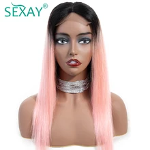 Парики из натуральных волос на кружевной основе SEXAY бразильские волосы remy прямые золотые розы Омбре человеческие волосы парики для черных женщин с волосами младенца