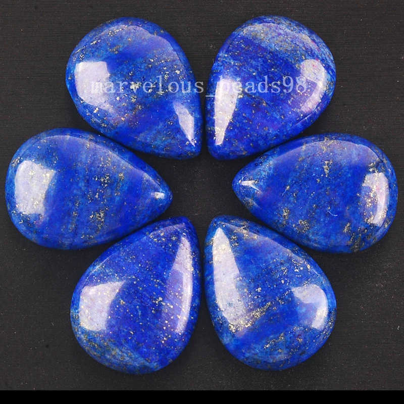 

Free shipping Fashion Jewelry 24x33mm Natural Lapis Lazuli Water Drop Cabochon CAB No Hole/drilled Wholesale 5pcs MC4290