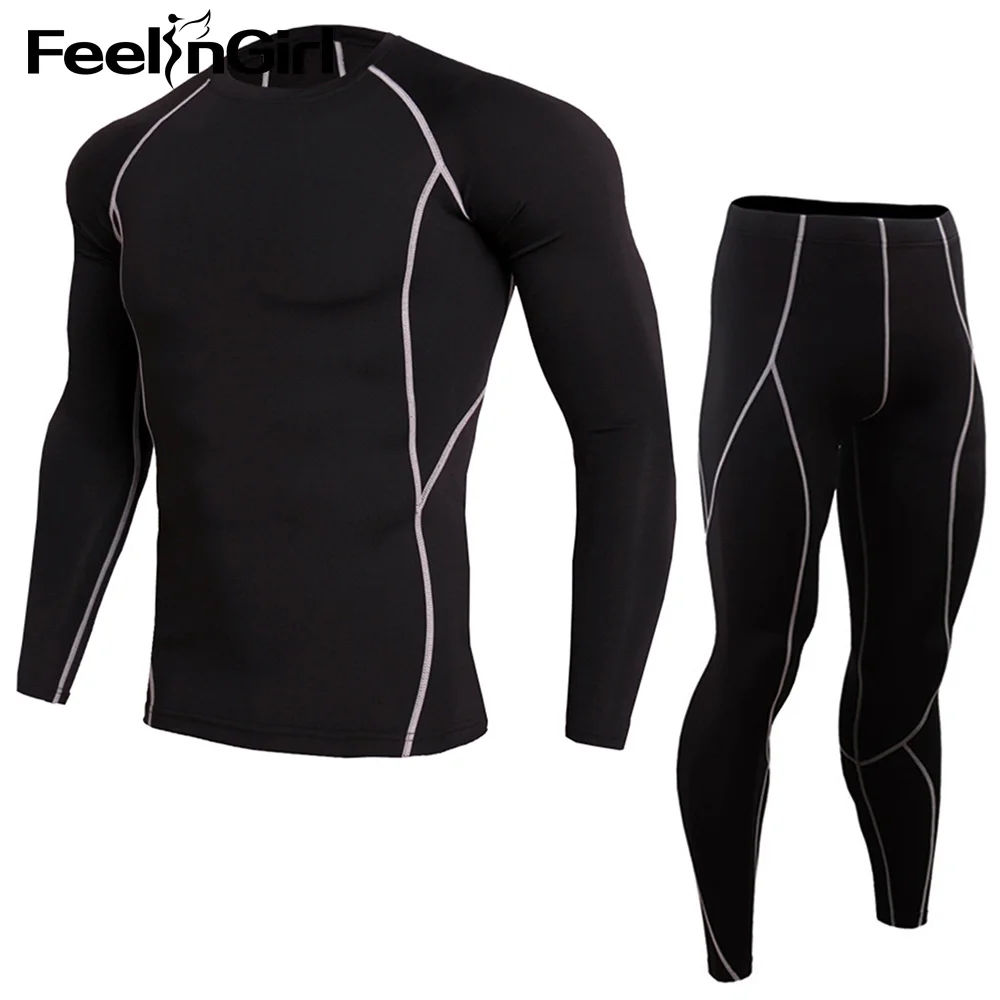 Feelingirl Winter Thermal Underwear Sets Compression Fleece Sweat Quick Drying Thermo Underwear Men Fitness Elastic Long Johns Feelingirl Winter Thermal Underwear Sets Compression Fleece Sweat Quick Drying Thermo Underwear Men Fitness Elastic Long Johns