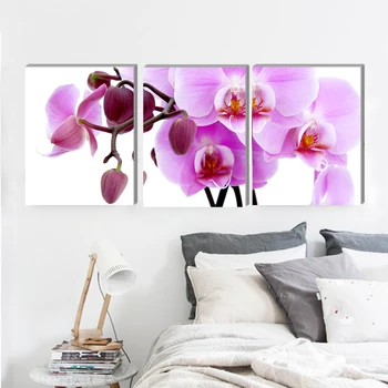 

Realistic Phalaenopsis flower canvas painting natural art prints 3 psc beautiful wall pictures for decoration corridor house bar
