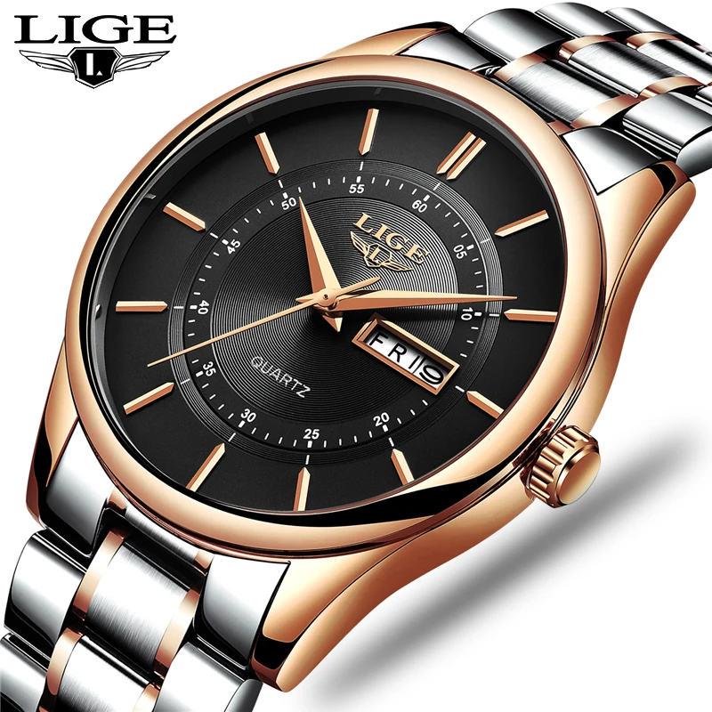 

LIGE New Top Luxury Brand Watches Men's Fashion Casual Quartz Dress Watch Men Military sports waterproof clock relogio masculino