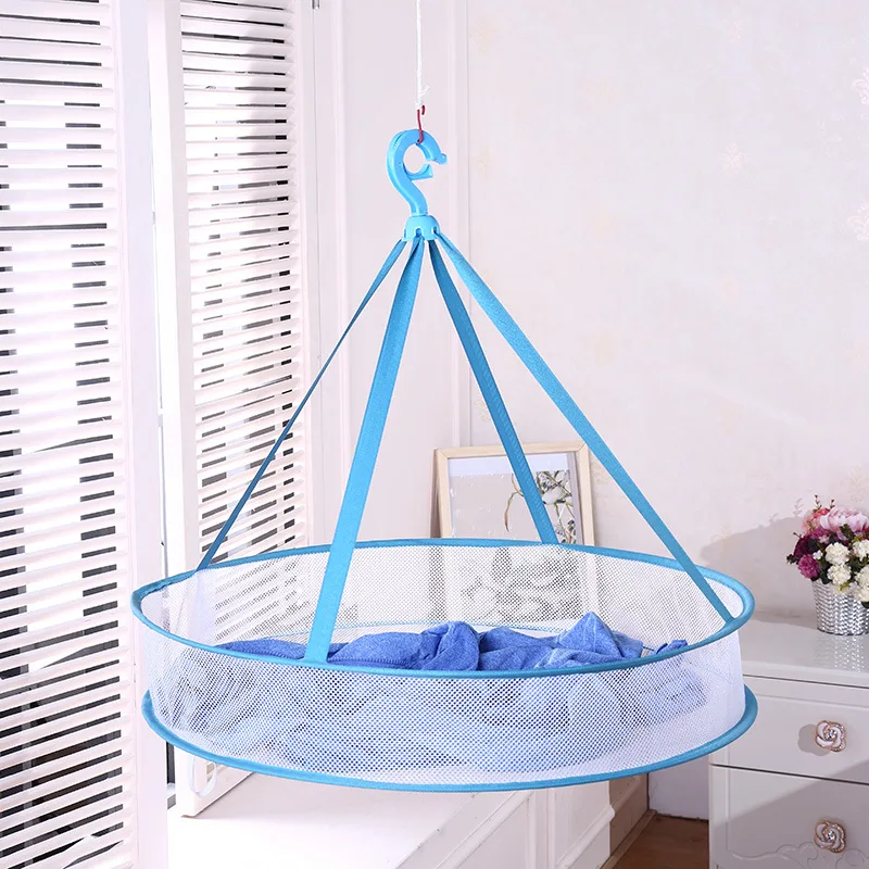 61*13cm Mesh Clothes Drying Rack Patchwork Blue Drying Network Folding