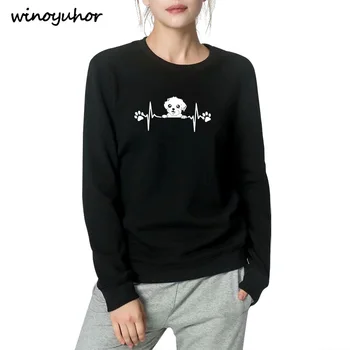 

Cute Maltese Dog Print Hoodies Women Summer Long Sleeve Tops Casual Fleece Sweatshirts For Girls Ladies Pullovers