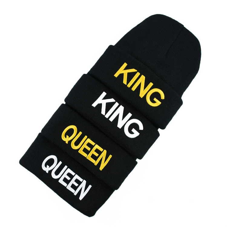 

KING Queen Womens Men Beanie Hats Hip Hop Spring Head Knitted Hats For Girls Bone Masculino Feminino Casquette Femme Ice Cap