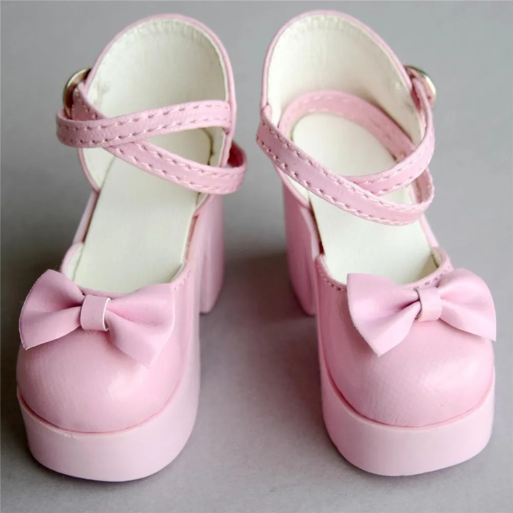 wamami 55 Pink 1 3 SD BJD Dollfie High Heels Bow Synthetic Leather Shoes