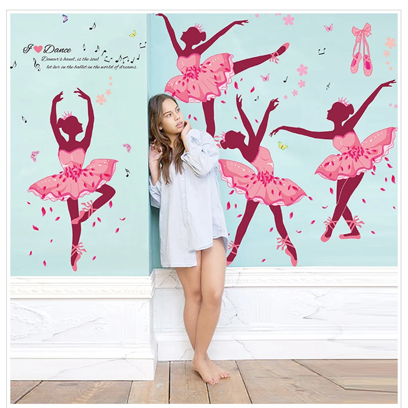 Креативная Наклейка на стену для балетных танцоров, декорация для балерины, балерины для девочек, наклейка для девочек, обои для комнаты, AJ507