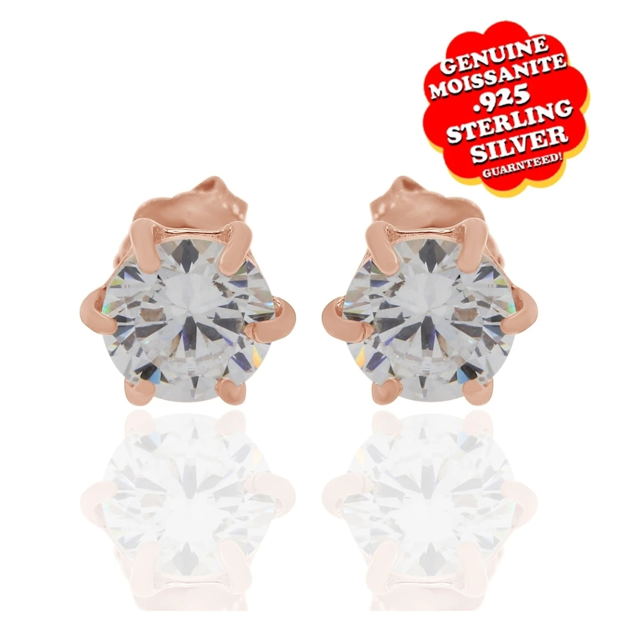 3.00 Ct D/VVS1 Round Cut Solid 10K Rose Gold Solitaire Stud Earrings