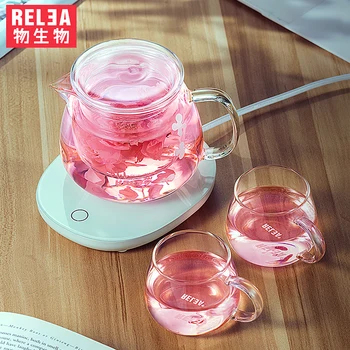 

Handcraft Teapot Heat Resistant Glass jug glass filter Electric constant temperature heater Teapot Electric Kettle cups combo