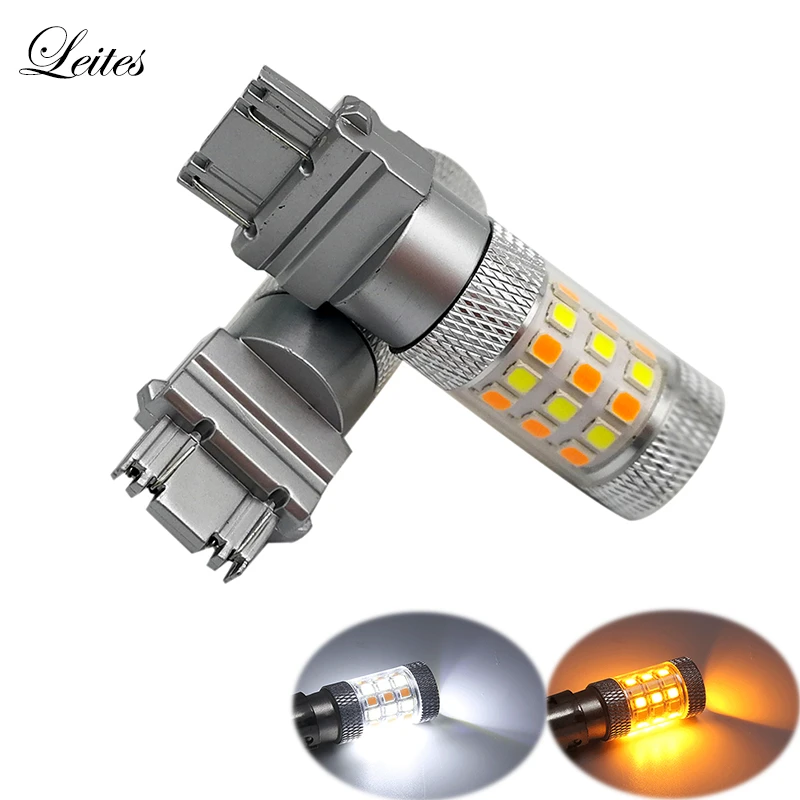 

2PCS Wholesale Vehicle Front Turn Signal Bulb 1157 7443 3157 White Yellow Switchback 2835 42 smd Dual Color Car Led Bulbs