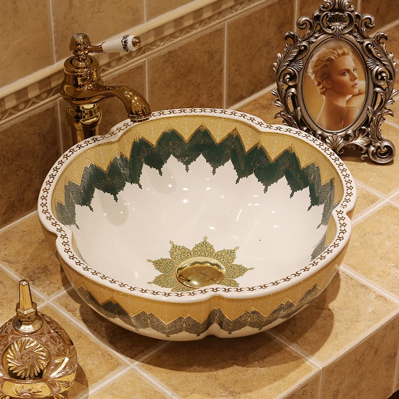 Керамический фарфор Jingdezhen умывальник в форме цветка Европейский Умывальник