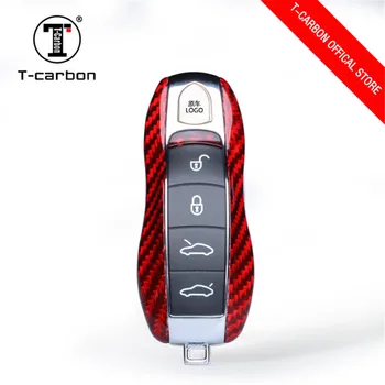 

For porsche cayenne 911 red glass carbon fiber car key case protection case intelligent remote control key finder