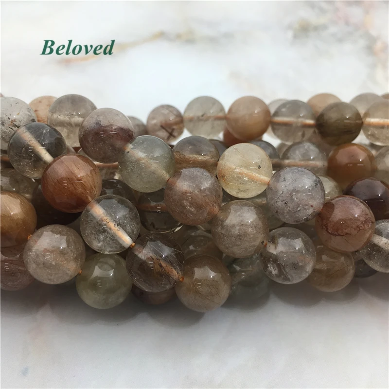Модные круглые Rutilated кварцевые бусины гладкий Hairstone Divergent хрустальные