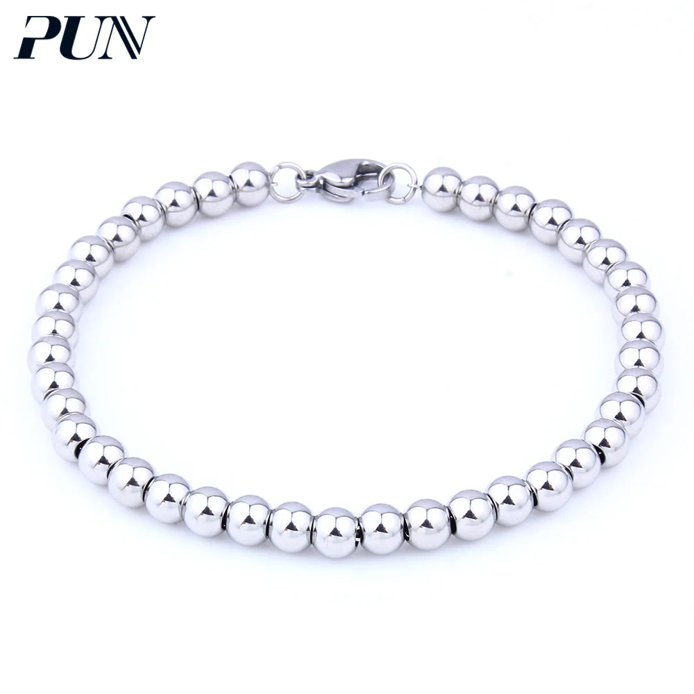 PUN beads браслет для мужчин женские аксессуары, бижутерия цепочка звено браслеты очаровательыне нержавеющие мужские femme пара серебро