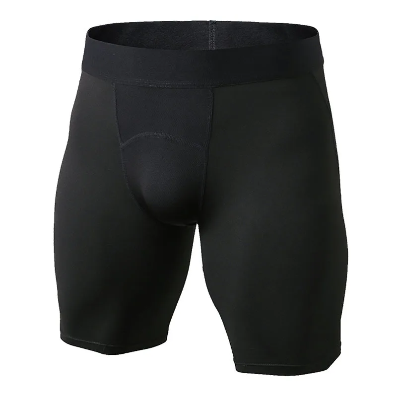 Быстросохнущие эластичные спортивные шорты для фитнеса, мужские Компрессионные шорты бермуды, однотонные короткие леггинсы, облегающая спортивная одежда - Цвет: black
