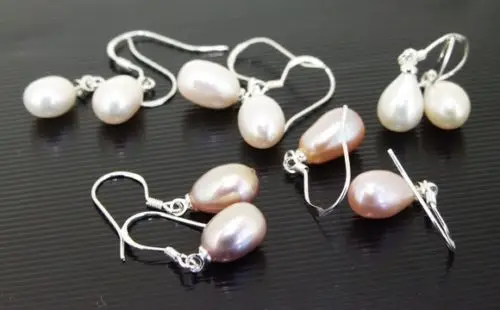 

Hot sell Noble- hot sell new - wb001 WHOLESALE Multicolor Freshwater Cultured Pearl 7mmx9mm Teardrop Earrings dangle 10PAIR