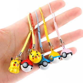 

Brand Mini bells Pikachu Keychains Pendant Key Backpack ornaments Chain metal 1.5-10cm 1pcs Collectible Toy gifts Japan 6 style