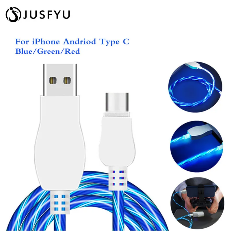 

Flowing Grow LED Micro USB Cable Light Update Microusb Charger Cord for Samsung for HTC Android for iPhone 5 5S SE 6S 7 8Plus