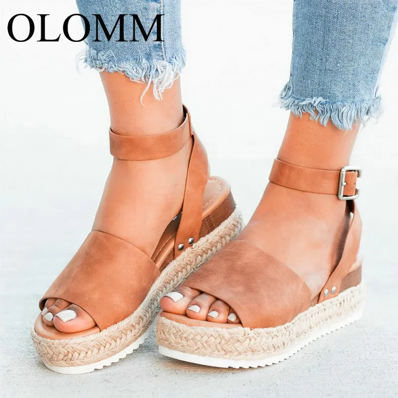 

OLOMM Sandals Women Wedges Shoes Pumps High Heels Sandals Summer 2019 Flip Flop Chaussures Femme Platform Sandals TT-102
