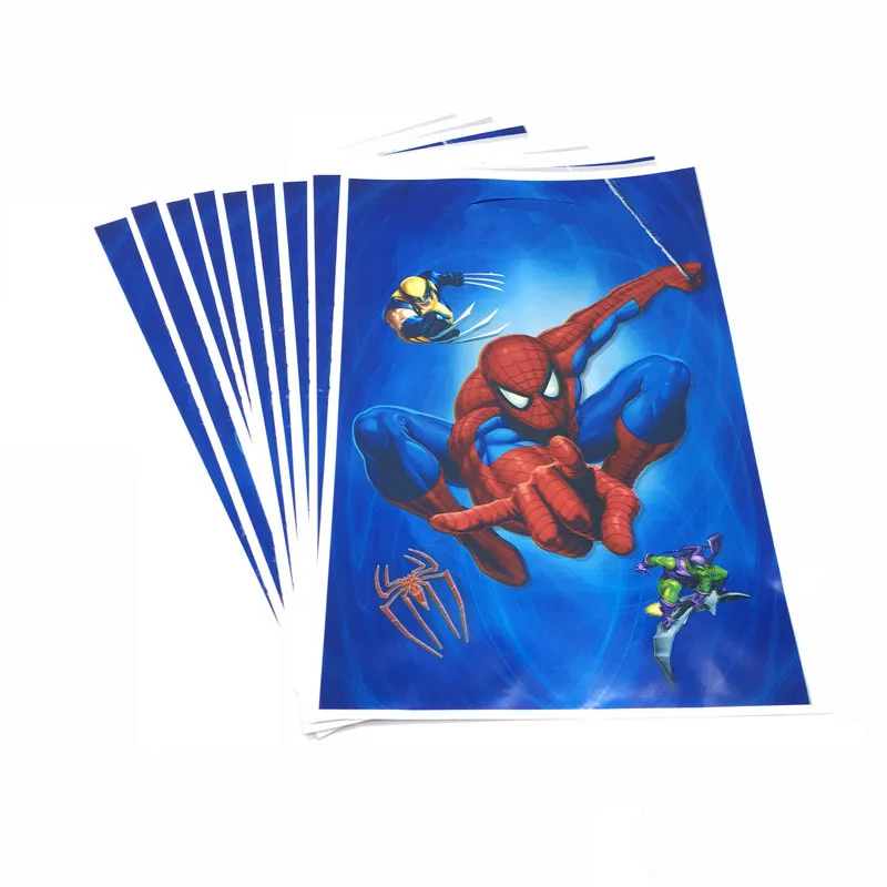 10 шт./лот, Подарочная сумка с изображением Человека-паука для мальчиков и девочек на день рождения, для закусок, конфет, семейные вечерние сумочки, Комплект рождественских украшений