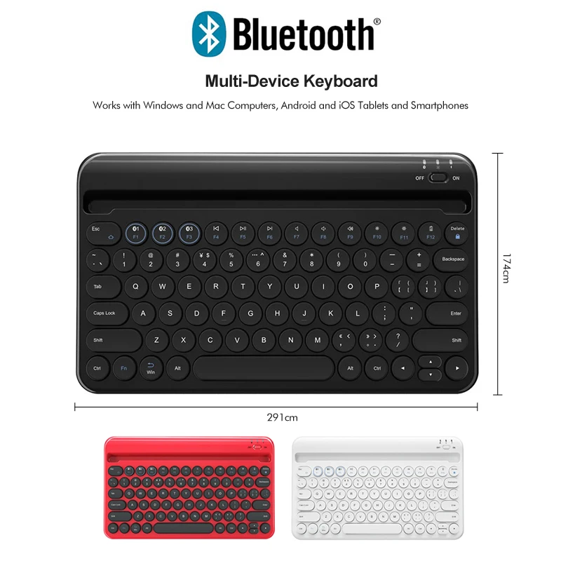  [] B.O.W Slim Mini Bluetooth Wireless Keyboard for Tablets & Smartphones Built in 800 mAh batteryPo