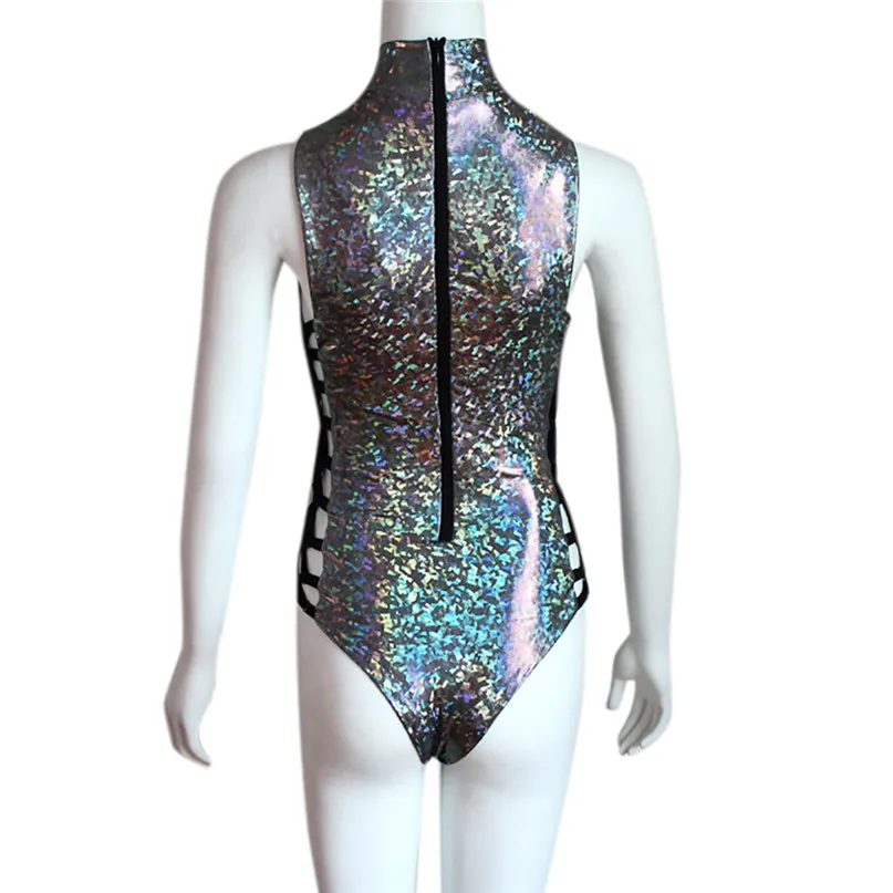 Swimwear Fish Scale Sequins Sexy Swimsuit Women Paillette Leopard Print One-Piece Swimsuit Beachwear Push-up Bikini #2D26 (7)