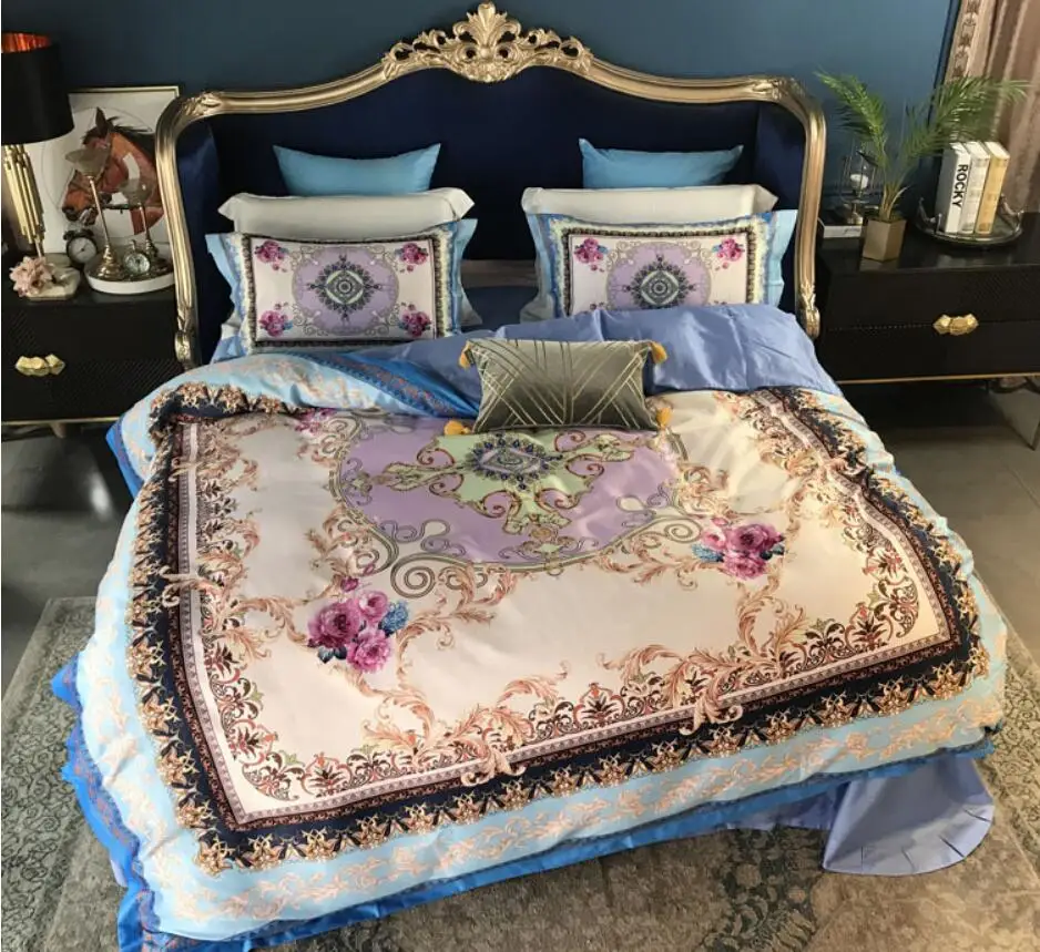 

Egyptian Cotton Noble Bed Set Boho Duvet cover Bed sheet/Linen Pillow cases 4pcs Princess Bedding sets Luxury Home Decoration