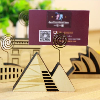 

Kawaii Cute Building Shaped Office Supplies Accessories Wooden Photo Binder Memo Holder Paper Clips Triumphal Arch Paris Egypt