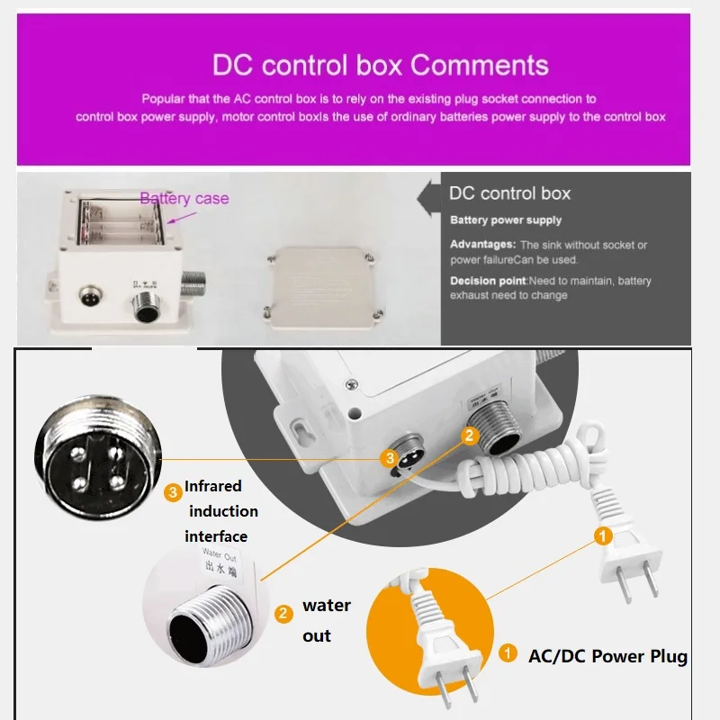 New Automatic Touchless Electronic Sensor Faucet Hands Free DC6V/AC220V Bathroom Faucet