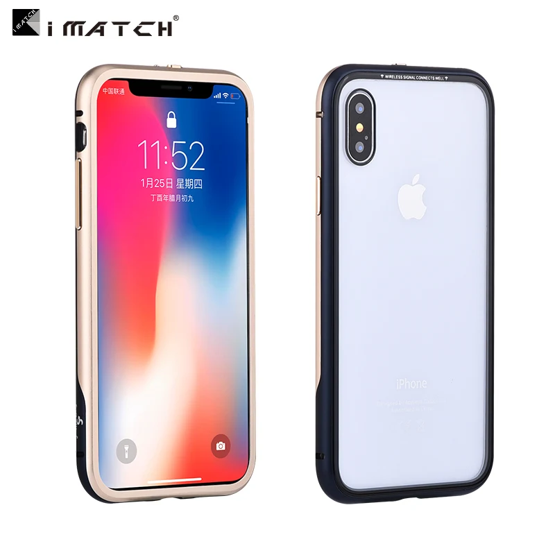

Double Color Aluminum Metal Bumper For iPhone X 10 Case 9H Hardness Scratch-resistant Glass Cover For Apple XS Back Case Capa