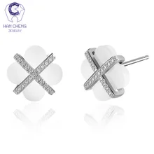 HanCheng, новинка, Модные Позолоченные серьги-гвоздики из керамики с цирконием AAA для ногтей, серьги-гвоздики из керамики для женщин, ювелирные изделия, bijoux brincos