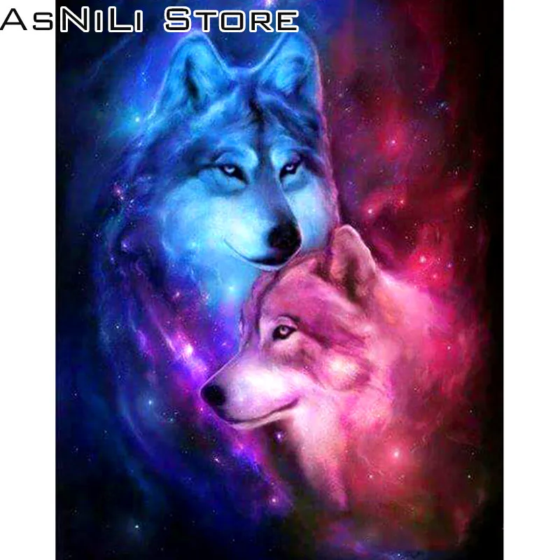 

Full Square/Round Drill 5D DIY Diamond Painting "Wolf mate" Diamond embroidery Cross Stitch Wall sticker Home Decor Gift