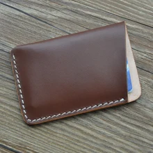 Leather Handmade Card Holder 2016 New Original Hand Made Leather Credit ID Card Holder Mini Wallet Case Simple Card Sets Bolsas
