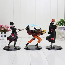 3pcs/set 17-19cm Anime Uzumaki Naruto + Pain + Uchiha Sasuke PVC Action Figure Model Toys Naruto Figure