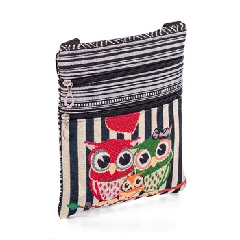 

Women Lady Shoulder Bag Messenger Owl Embroidered Vintage For Mobile Phone Money New