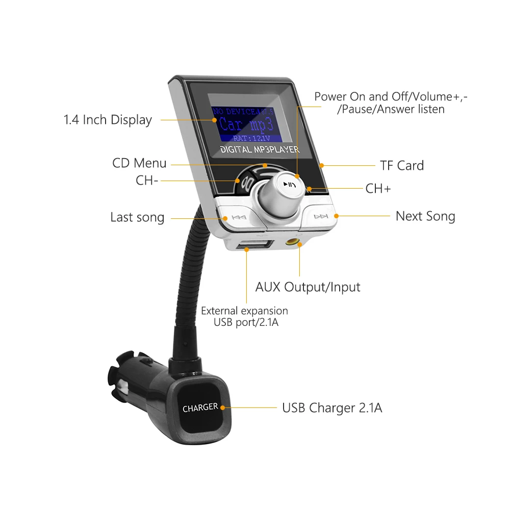 JINSERTA fm передатчик Bluetooth FM модулятор USB быстрая зарядка Handsfree автомобильный
